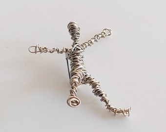 Wire Climbing Man Brooch Pin, Metal Wire Art Sculpture Acrobat Brooch for Women and Men, Sculpture Pin, Contemporary Art Jewelry, Friendship