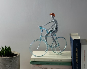 Wire Bicycle Sculpture, Cyclist Art, Sports Gift