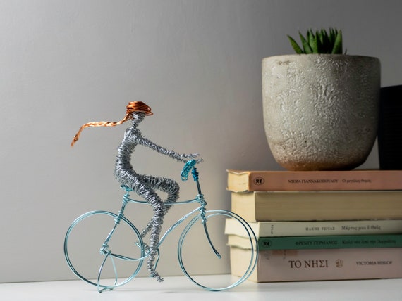 Buy Woman on Bicycle Metal Sculpture Metal Sculpture Art Wire