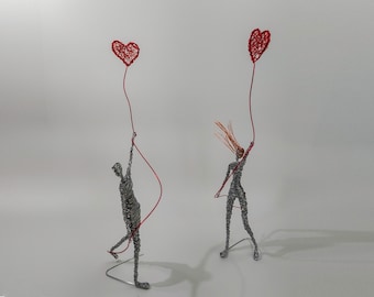 Man and Woman Metal Wire Sculpture, Modern Sculpture, Unique Wire Art Sculpture, Tabletop Cute Valentine's Day Decor, Anniversary