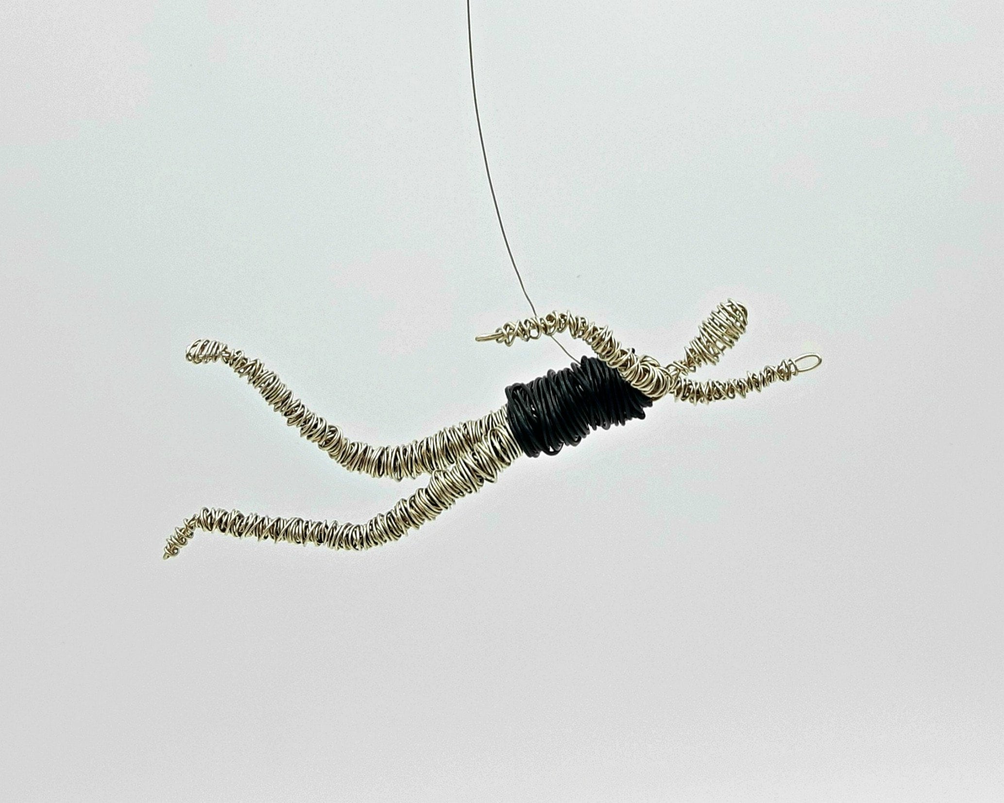 Micro Swimming Figure Sculpture, Wire Art Figurine Wall Hanging Gift for her