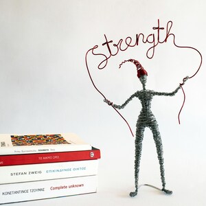 Strength, New Year Charm, Wire Sculpture, Wire Sign, 3D Art Sculpture, Christmas Gift, Heartfelt Present, Meaningful Decor