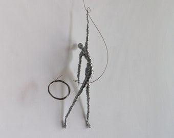 Wire Climbing Man Sculpture, Modern Wall Art, Home Decor Gift
