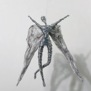 Dancing Angel Sculpture, Guardian Angel, Christmas Sculpture, Modern Sculpture, Xmas Angel Gift, Wire Sculpture, Housewarming Gift, Interior