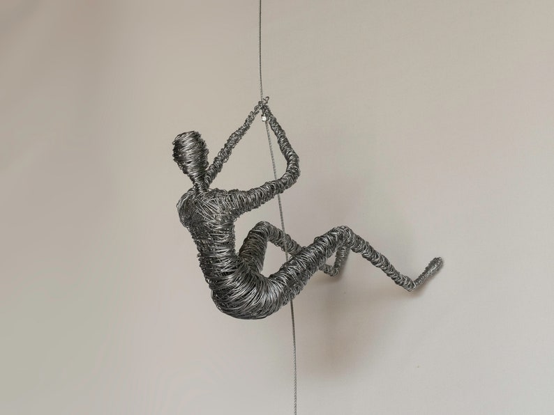 Climbing Man Metal Wall Art Rock Climbing Wire Sculpture Etsy