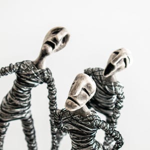 A Set of Three Creepy Sculptures, Gothic Sculptures, Horrow Sculptures, Creepy Collectables, Wire Sculptures, Surrealism Deco,