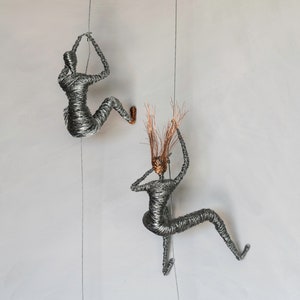Set of 12 Climbing Men and Women Sculptures, Metal Wall Art Decor, Wall Hanging, Climbing Sculptures, Sports Gift, Rock Climber.
