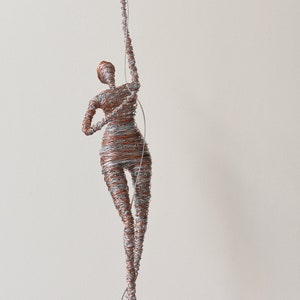 Woman Figure, Wall Sculpture, Climbing Man, Wire Sculpture, Climbing Sculpture Wall Art, Gift for Home, Home Decor, Rock Climbing, No 7