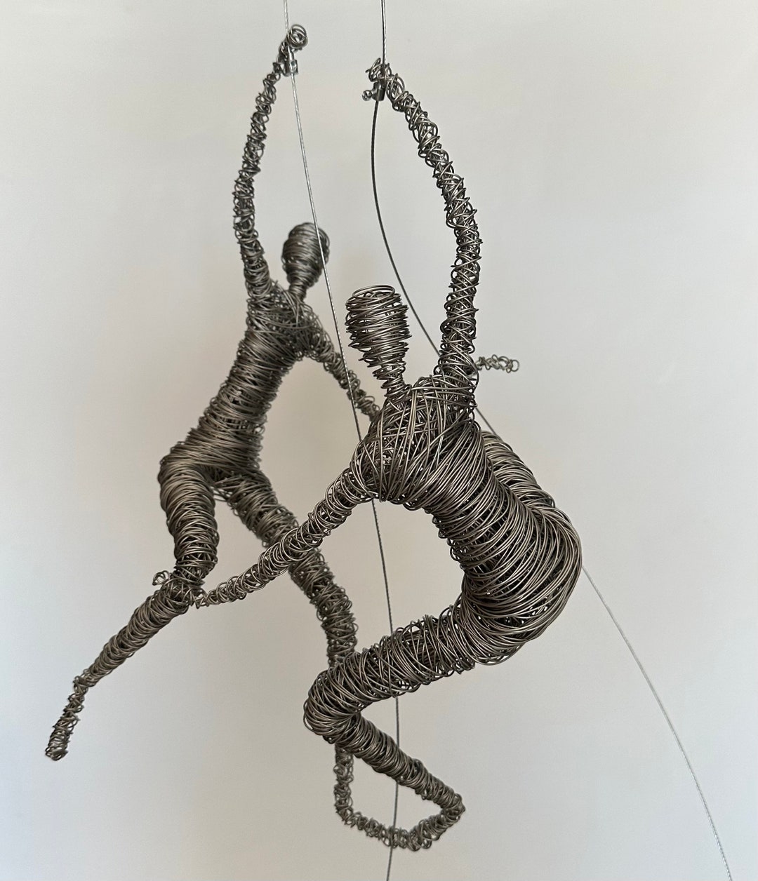 Grapple Rope Statue Wire Climbing Sculpture: Man and Woman Metal Wall Art - Etsy