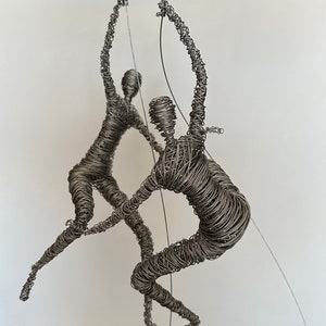 Climbing Man and Woman Sculptures, Outdoor Sculpture Artwork, Metal Wall Art, Climbing Sculptures, Sports Gift, Rock Climber.