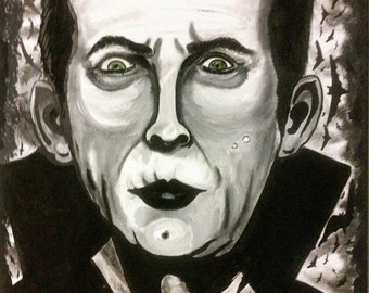 Painting 16x20 FRAMED Dracula Bella Lugosi Acrylic/Oil on Stretched Canvas