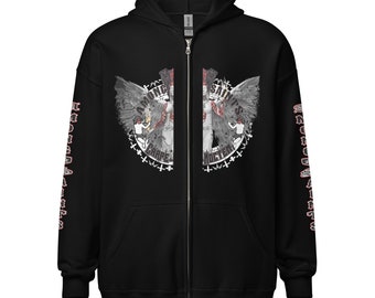Among Saints - Carpe Noctem Left Arm Right Arm Back Print Unisex heavy blend zip hoodie