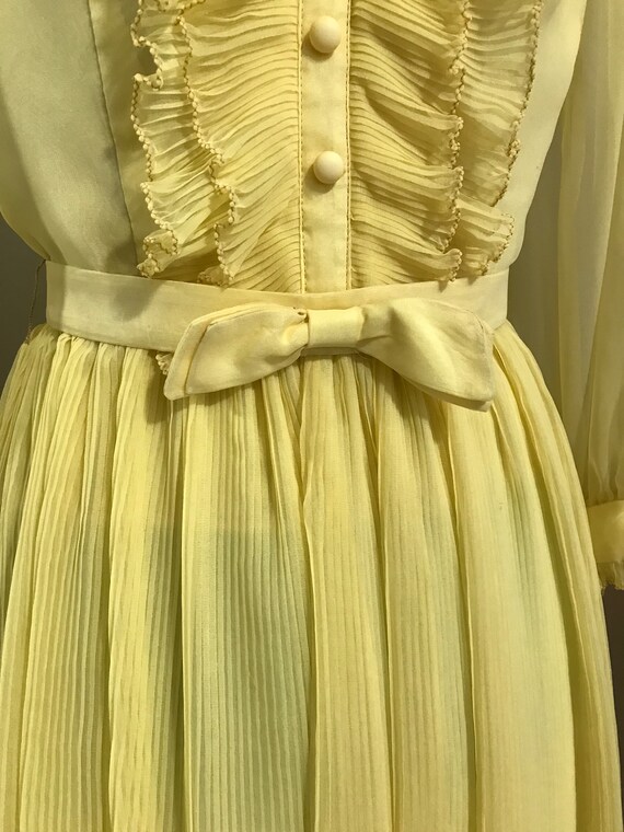 En-Ka 1960s Vintage DRESS Yellow MICRO-PLEATED Sp… - image 3