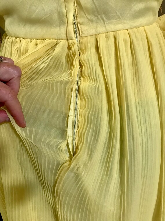 En-Ka 1960s Vintage DRESS Yellow MICRO-PLEATED Sp… - image 8