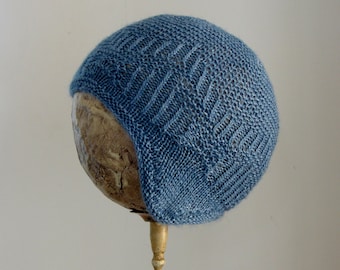 Silk Merino Wool Knit Kid's Hat: Blue Luxurious Beanie