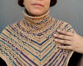 Rainbow Cable Cowl, Knitted Textured Scarf, Stripes Textures Cowl, Wool and Acrylic
