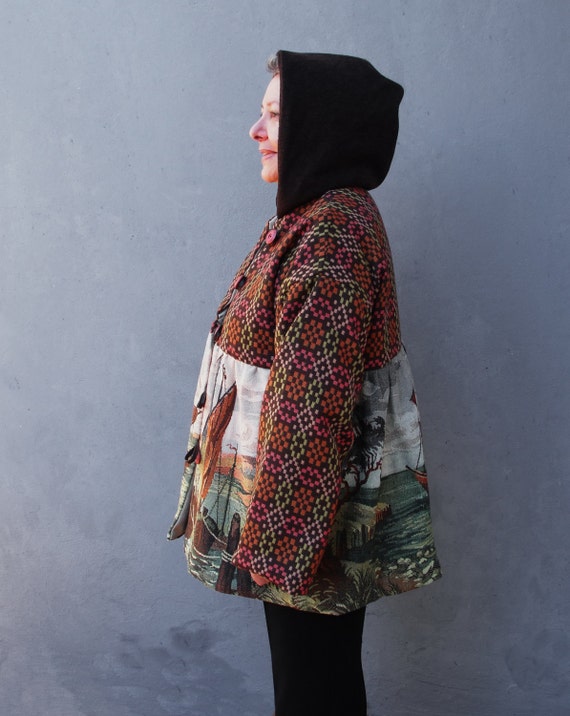 【VINTAGE】tapestry gobelins jacket 90s VINTAGE Floral Tapestry Blazer Jacket Size Large 90s Autumn