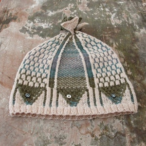 Chapeau en laine nautique Poissons, poisson, accessoire luxueux couleurs terreuses image 4