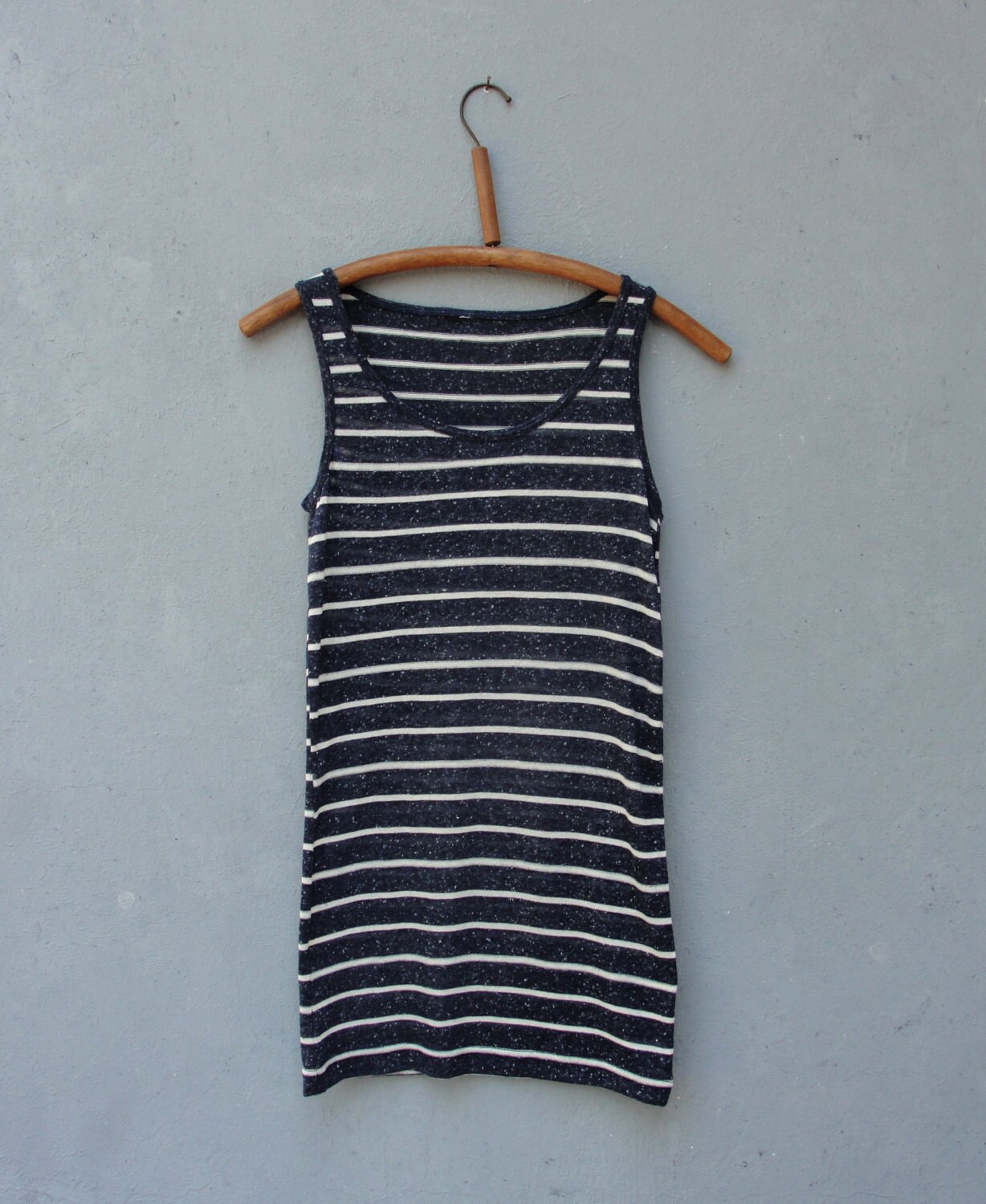 Striped Navy Blue Tank Top With Vintage Handmade Lace - Etsy