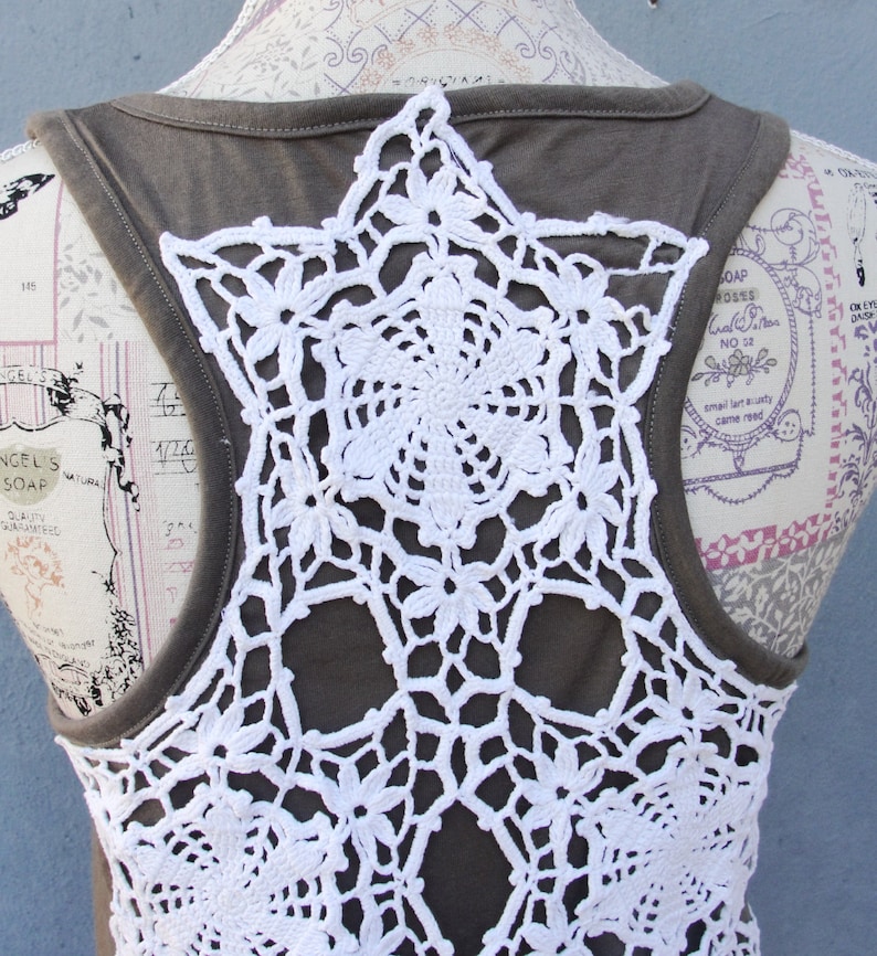 Brown Lace Tank Top with Vintage Handmade Lace Bohemian Top Etsy