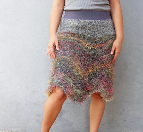 Soft Knitted Skirt Hand Knitted Cozy Winter Rainbow skirt Etsy