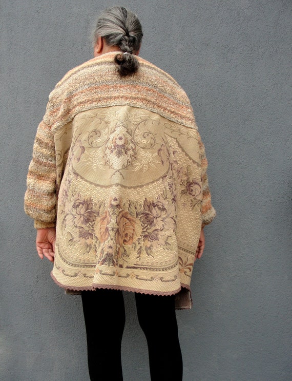 Vintage Floral Gobelin Fabric Jacket, Plus Size Clothing Vintage Floral Gobelin Fabric Jacket, Plus Size Clothing