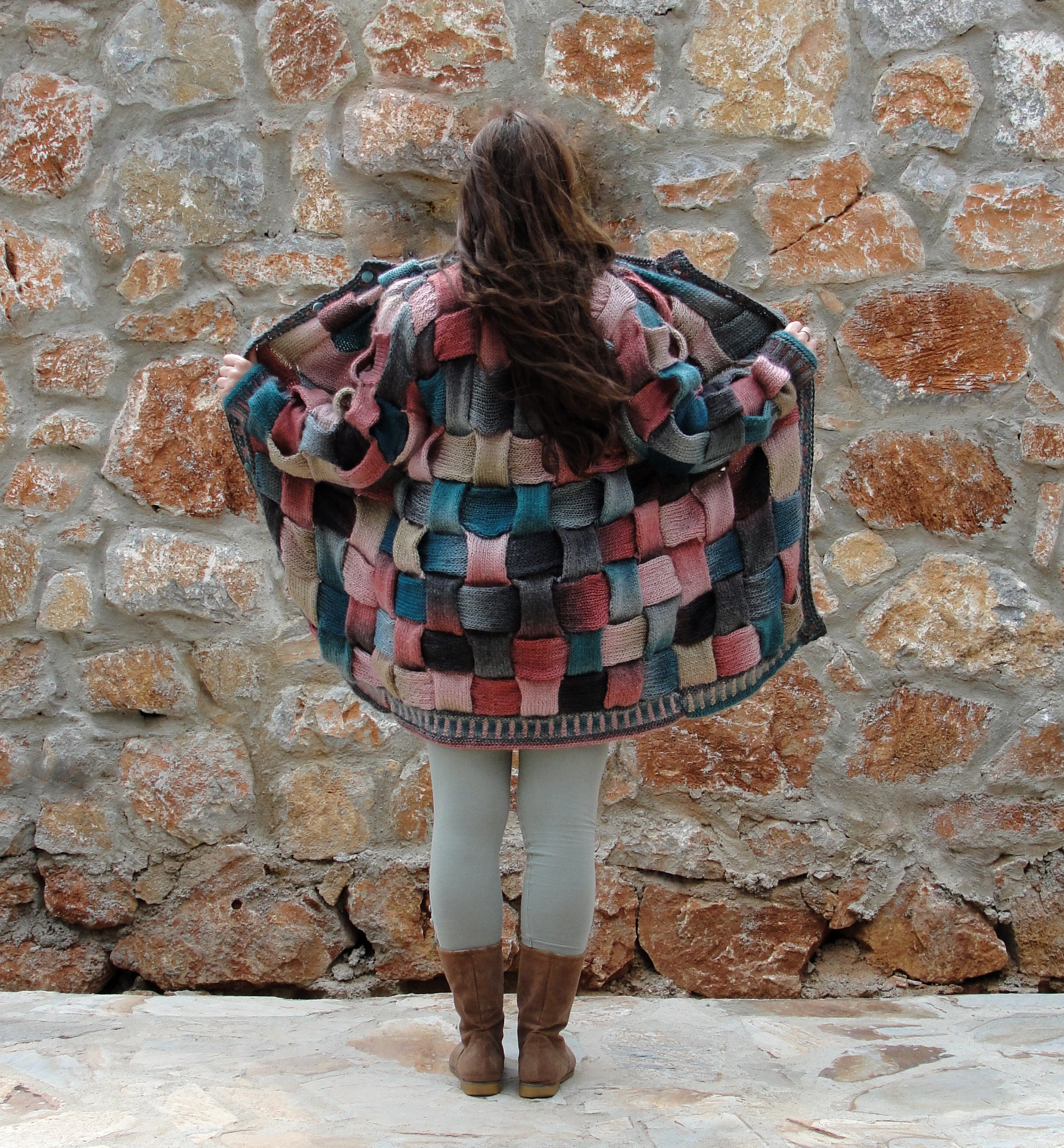 Hand Knitted Woven Jacket Ombre Basket Jacket Winter Etsy