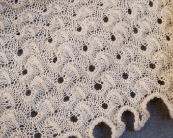 Creamy Bridal Wrap, Merino Wool Lace Scarf, Hand Knitted Luxurious Accessory