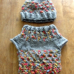 Cozy Wool Knit Hat and Cowl Set Luxurious Accessory Gray With Rainbow ...