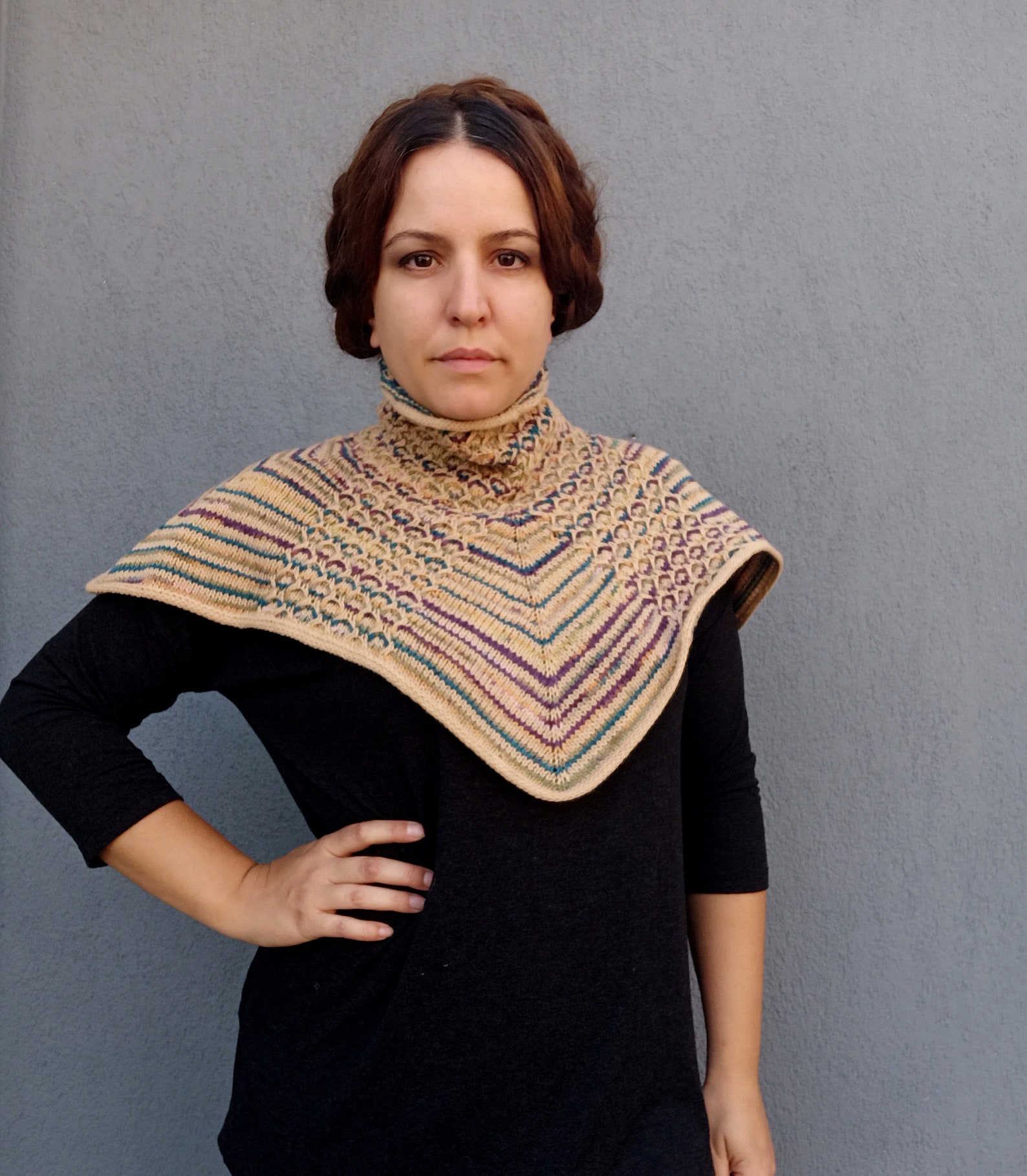 Rainbow Cable Cowl, Knitted Textured Scarf, Stripes Textures Cowl, Wool and Acrylic - Etsy