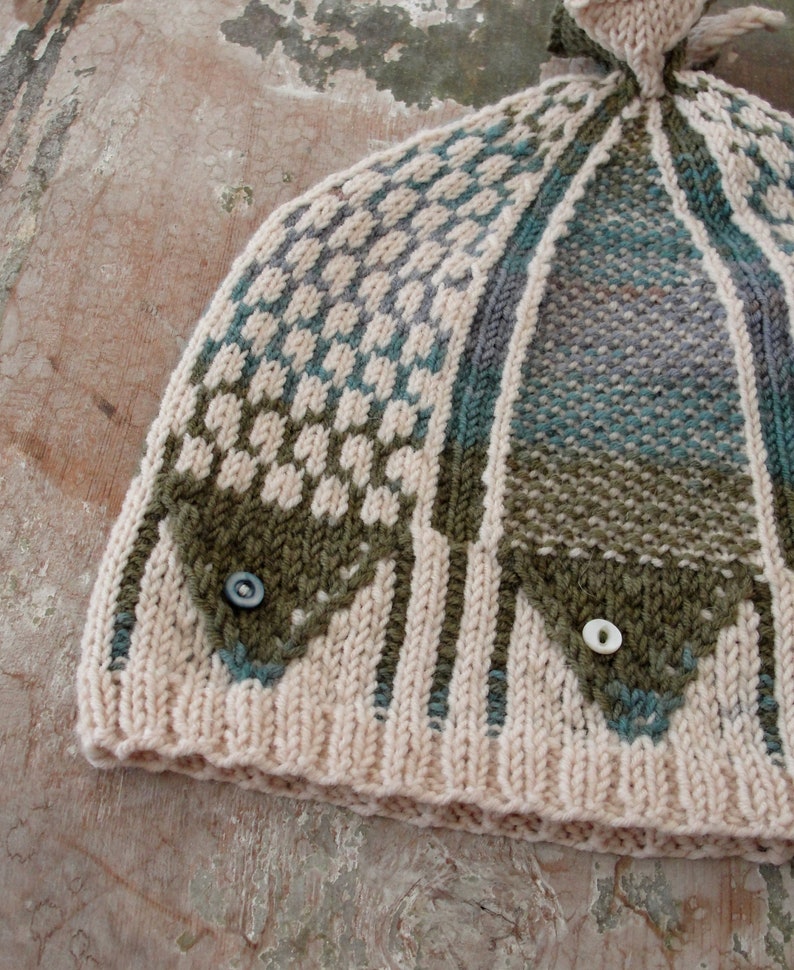 Chapeau en laine nautique Poissons, poisson, accessoire luxueux couleurs terreuses image 7