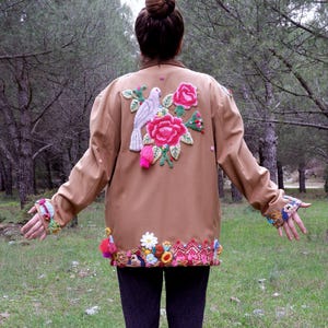 Vintage Jacquard Nine-quarter Sleeve Coat | 3D Floral