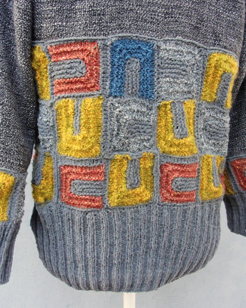 Small Medium Clothing US size 6 8 EU size 36 38 Geometric Knitted Jacket with Floral Brooch Art Deco Cardigan