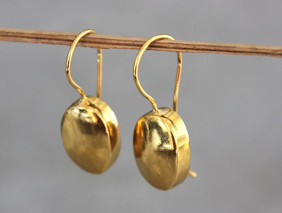Gold earrings oval earrings gold dangle earrings gold drop | Etsy