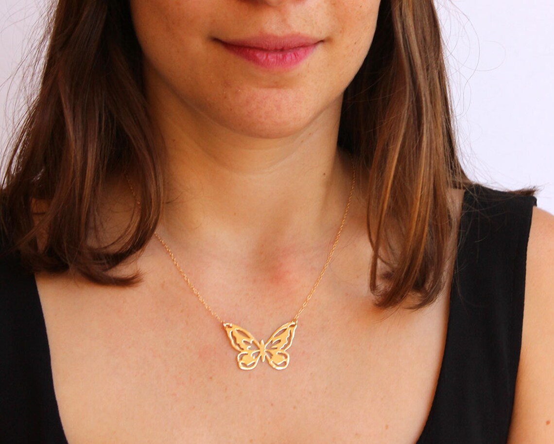 Butterfly Necklace Gold Butterfly Necklace Butterfly Etsy