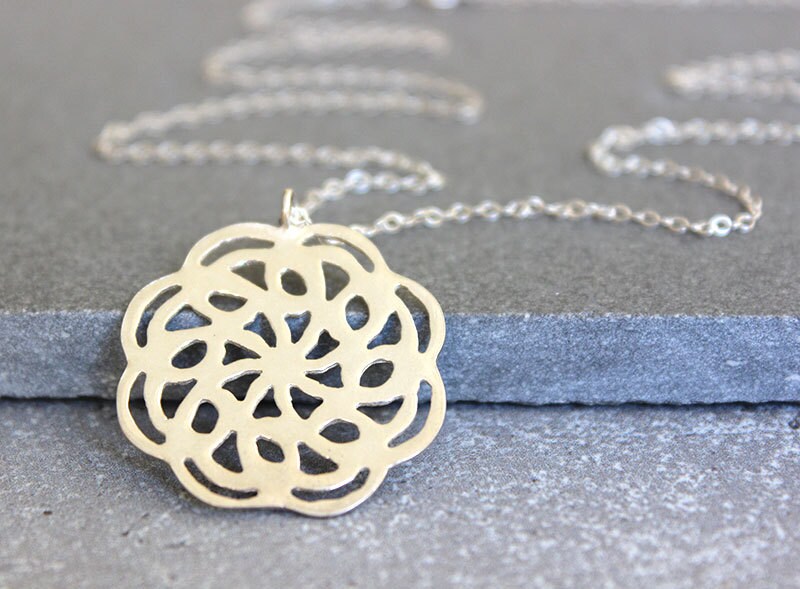 Sterling Silver Mandala Pendant Necklace Yoga Jewelry | Etsy