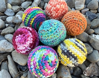 Handmade Cotton Crochet Hacky Sack – Juggling Footbag, Sensory Toy, Outdoor Game