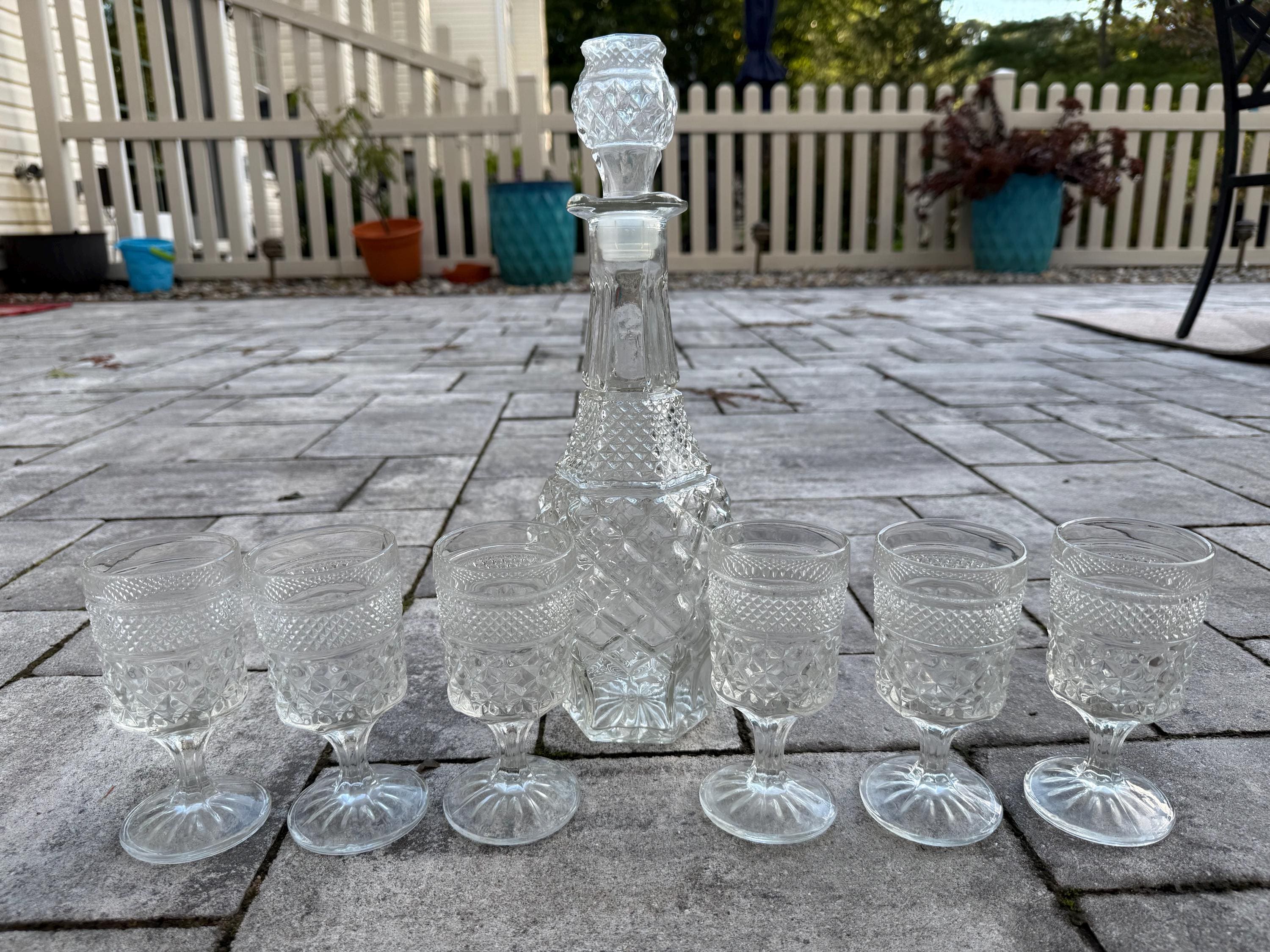 Mid Century Glasses Decanter Set Liquor - Etsy