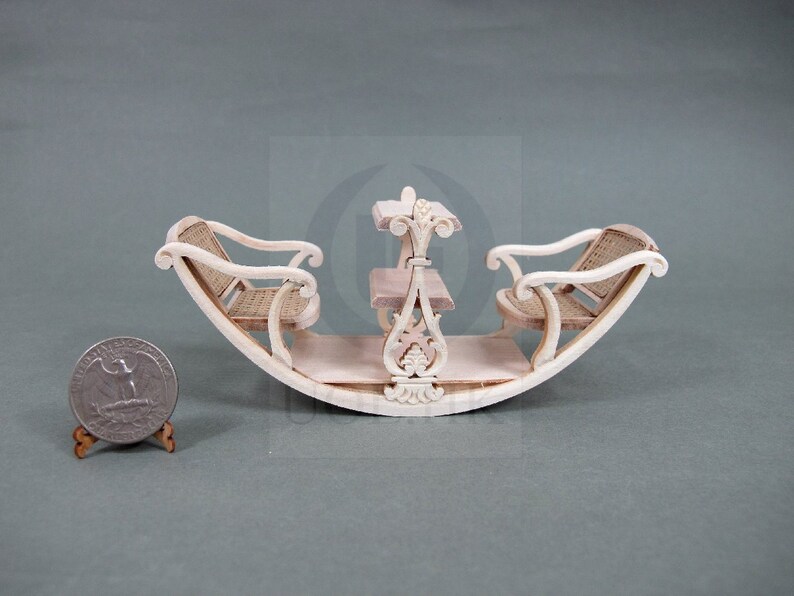 1 12 Scale Doll House Miniature Walnut See Saw Swing Chair Unfinished