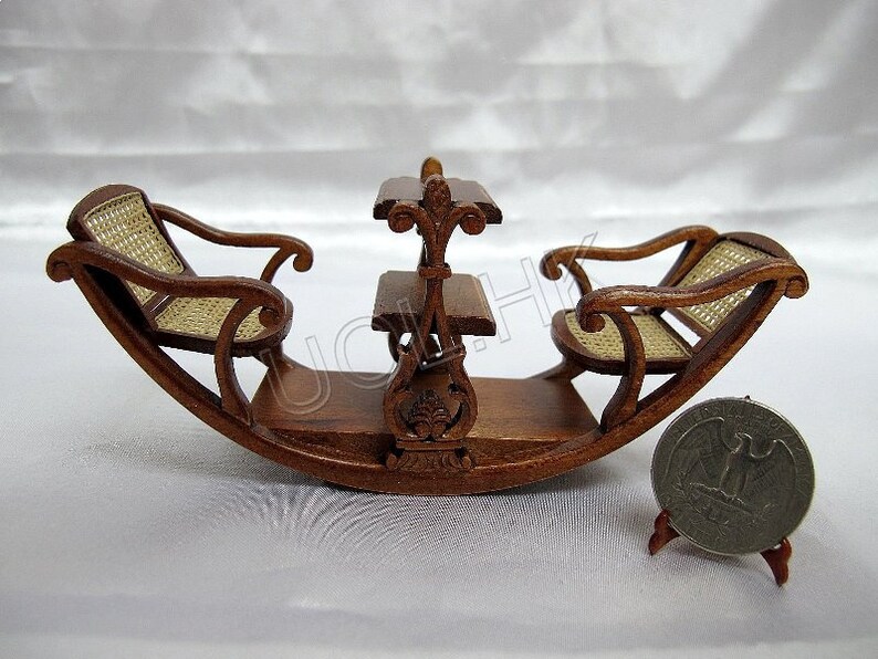 1 12 Scale Doll House Miniature Walnut See Saw Swing Chair Finished In Walnut