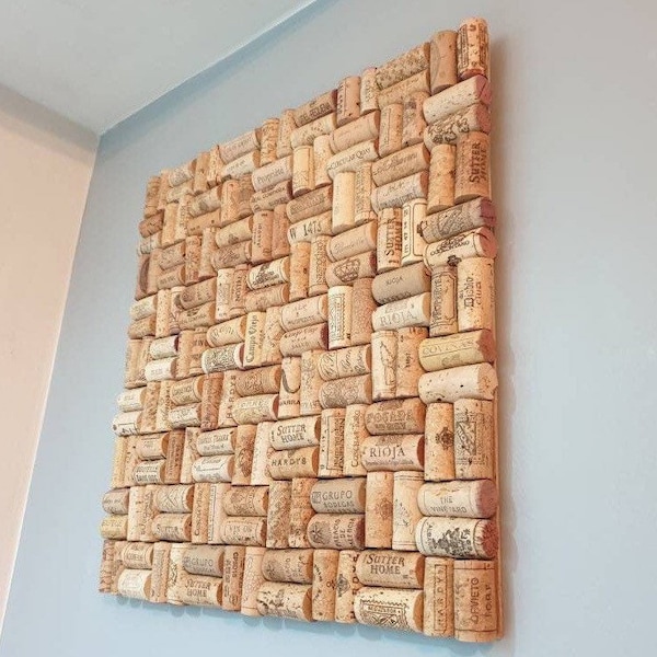 Wine cork notice board. Memo board. Pinboard. 40cm x 40cm.