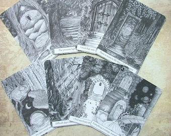 Magical Affirmation Cards, Black & White Affirmation Cards, Spiritual Empowerment Cards, Gothic Art Style Guidance Cards