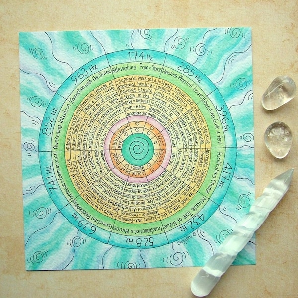 Lámina artística de frecuencia Solfeggio, lámina de sanación energética