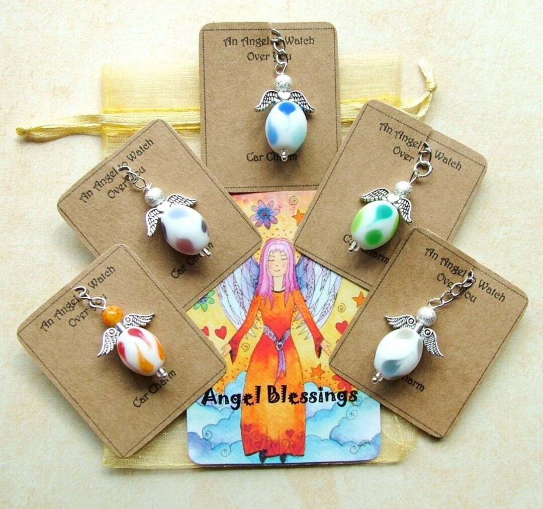 Rear View Mirror Angel and Affirmation Card Car Angel Charm Etsy