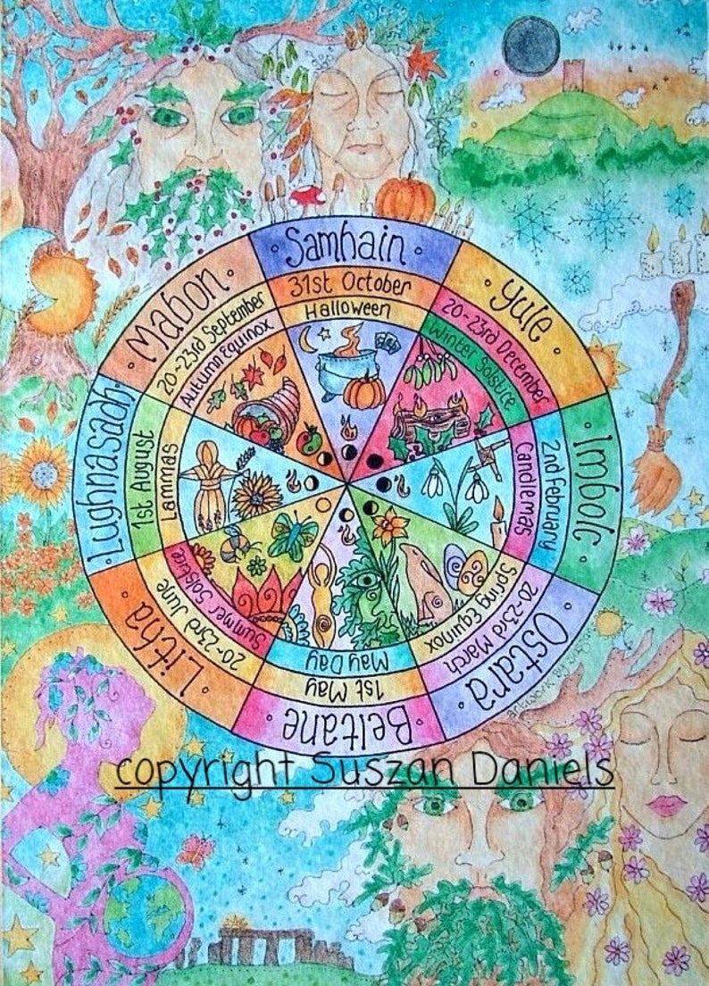 Wheel of the Year Art Print in Two Sizes Celtic Sabbats Etsy UK