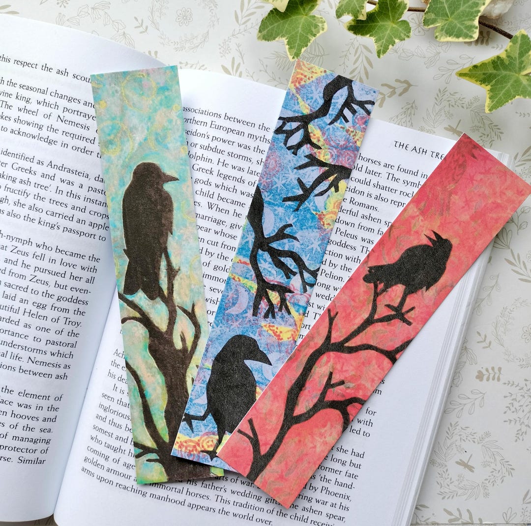 Raven Silhouette Bookmarks, Crow Bookmark - Etsy