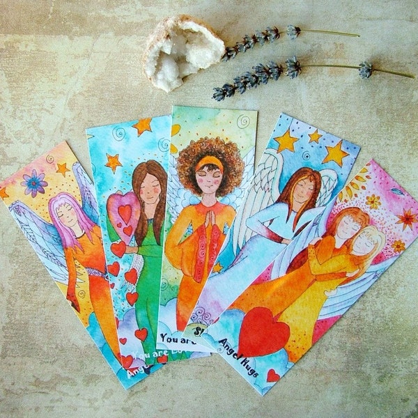 Angel Affirmation Bookmarks, Colourful Angel Bookmarks, Spiritual Bookmarks