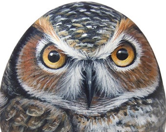 Original Hand Painted Rock Owl! A Stunning Piece for Owl Lovers!