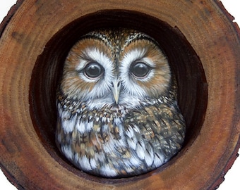 Tawny Owl Nest | A Fantastic Lucky Charm to Decorate your Home and a Unique Gift Idea for Owl Lovers! Painted Owls by Roberto Rizzo