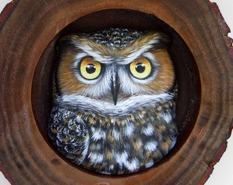 Long-Eared Owl's Den | A Fantastic Lucky Charm to Decorate your Home and a Unique Gift Idea for Owl Lovers! Painted Owls by Roberto Rizzo